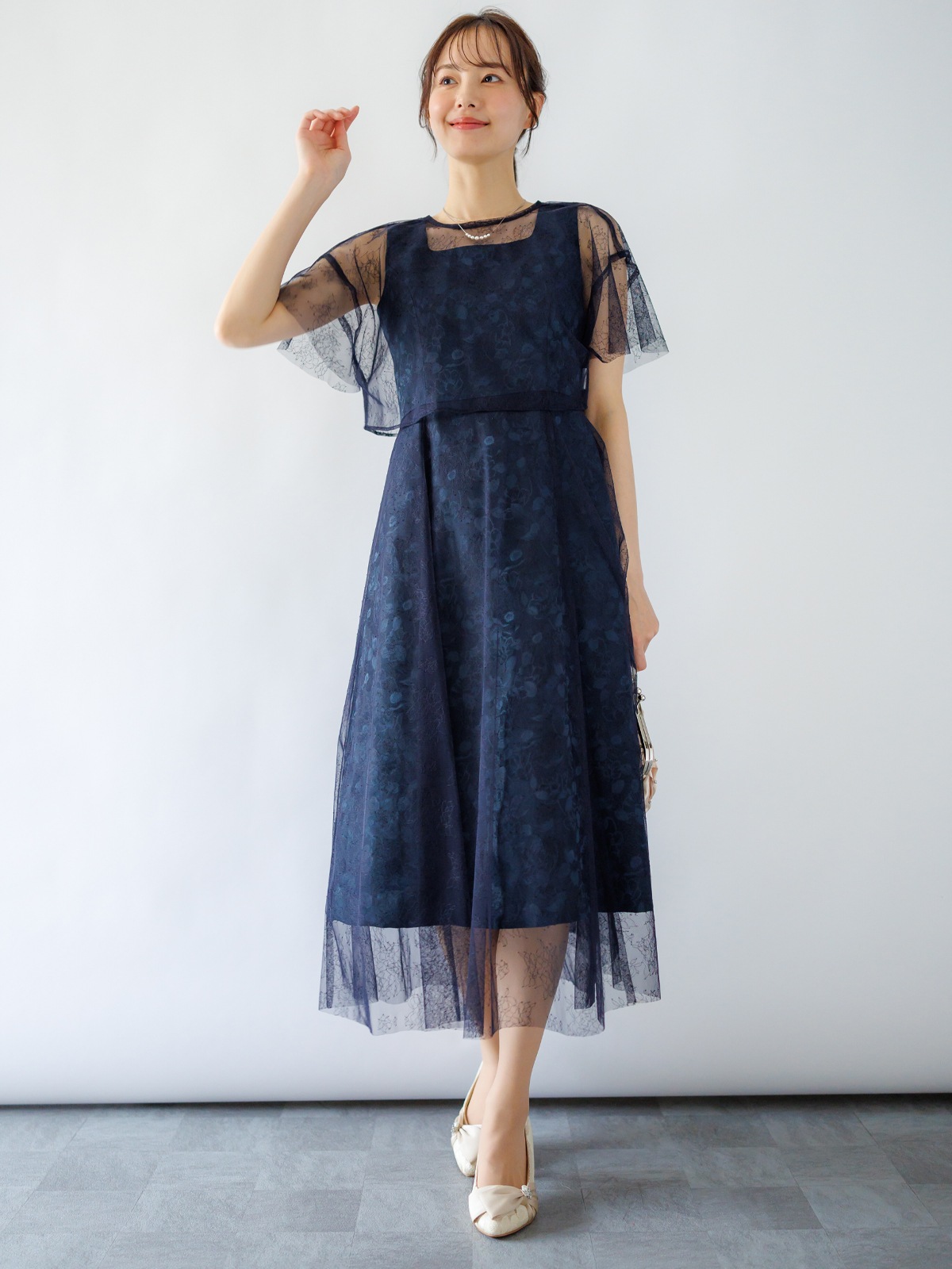 チュールボレロ付ジャガードワンピース