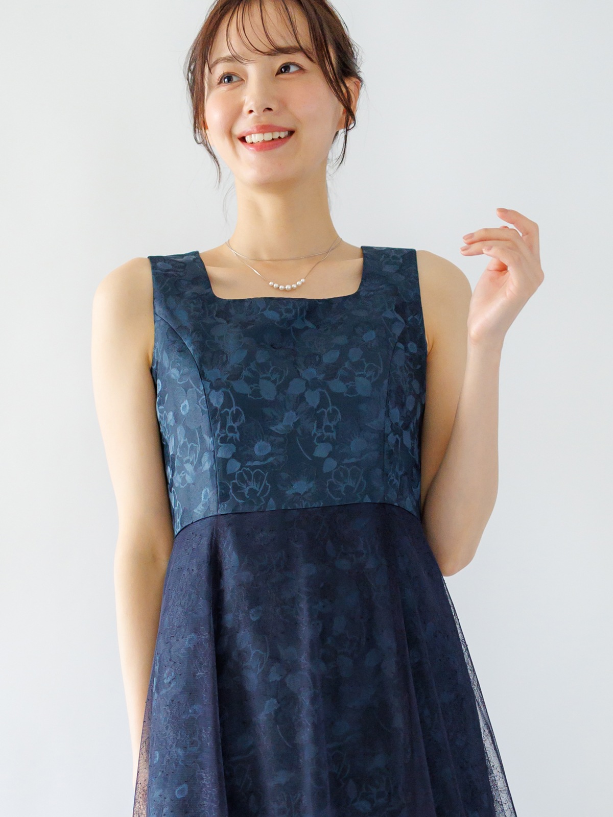 チュールボレロ付ジャガードワンピース