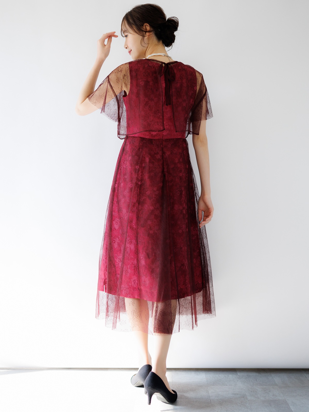 チュールボレロ付ジャガードワンピース