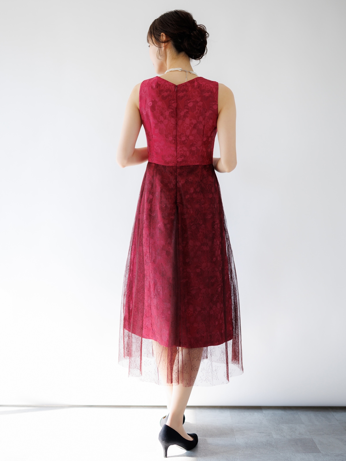 チュールボレロ付ジャガードワンピース