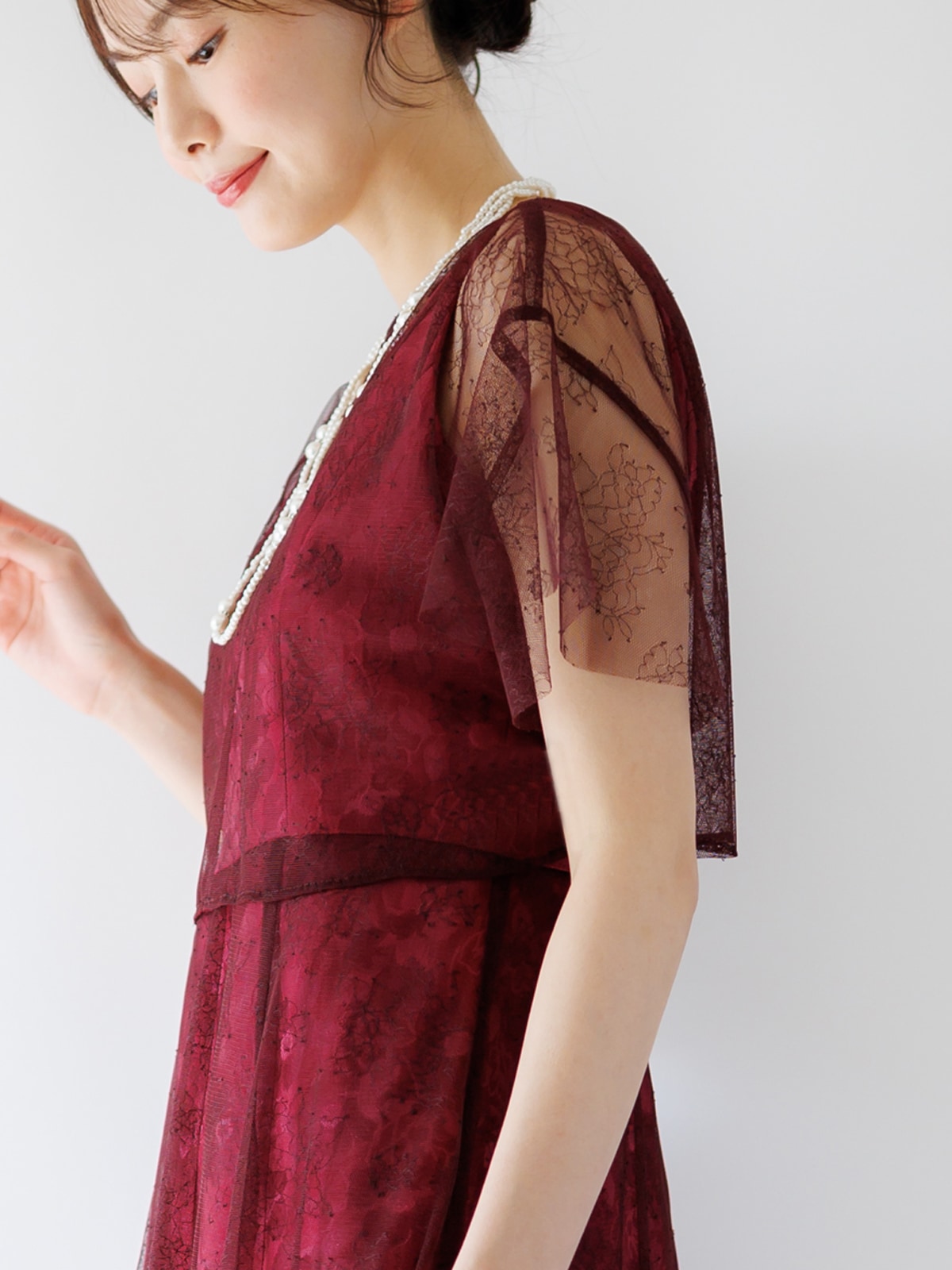 チュールボレロ付ジャガードワンピース