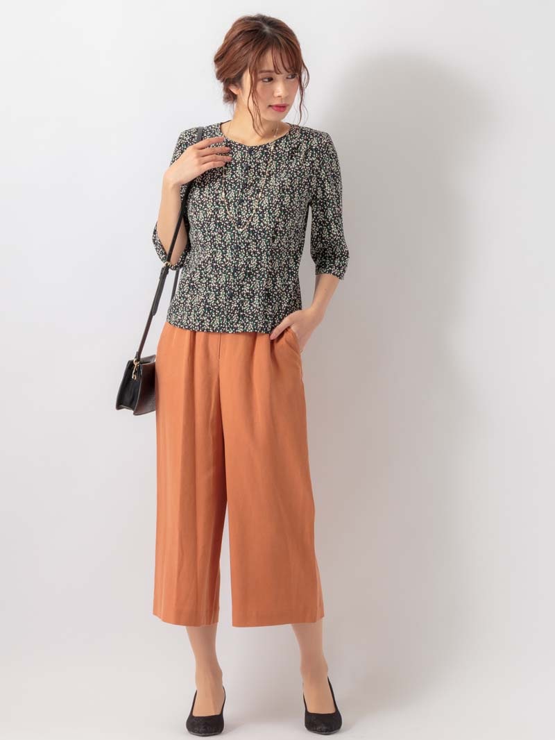 【OUTLET 2500円】プリントレースアップブラウス<10本以下>