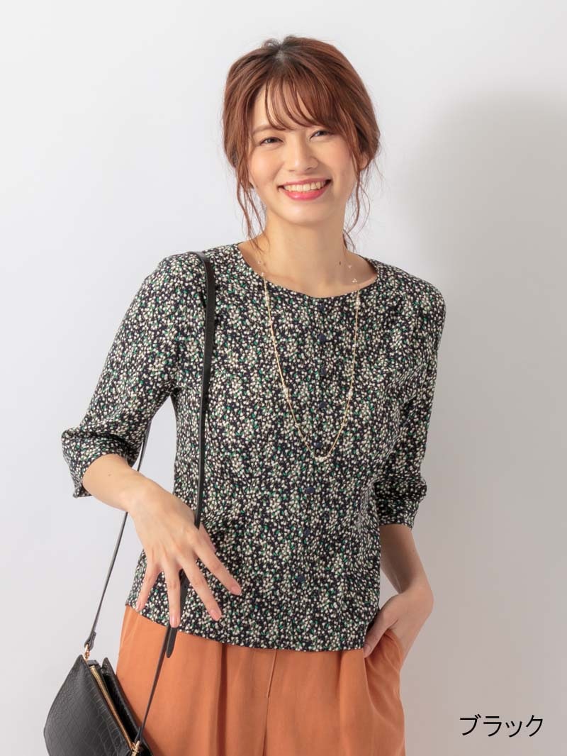 【OUTLET 2500円】プリントレースアップブラウス<10本以下>