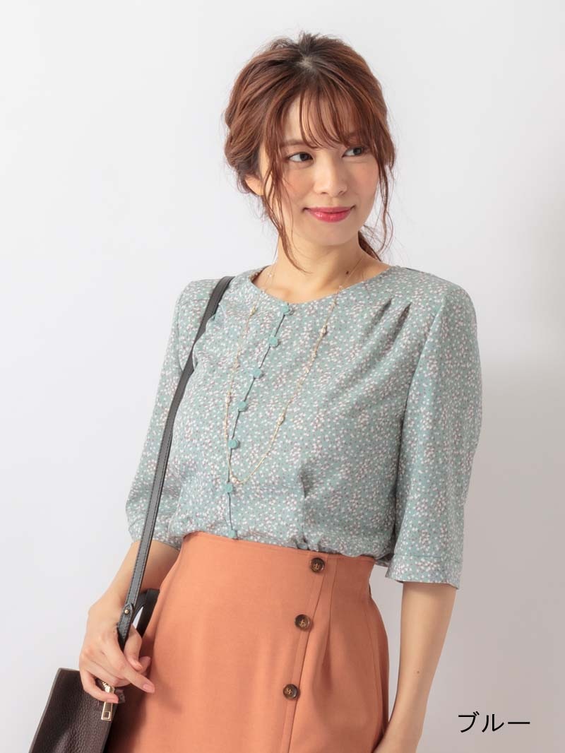 【OUTLET 2500円】プリントレースアップブラウス<10本以下>