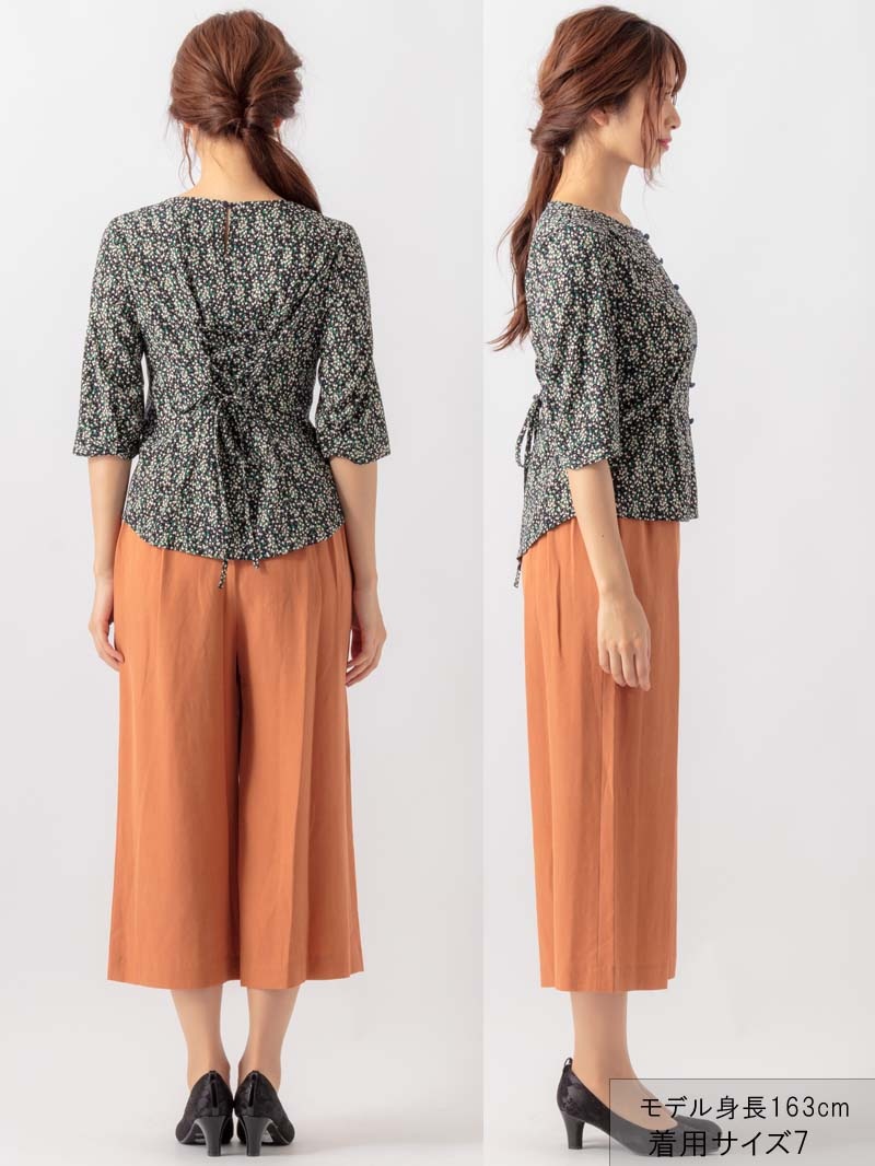 【OUTLET 2500円】プリントレースアップブラウス<10本以下>