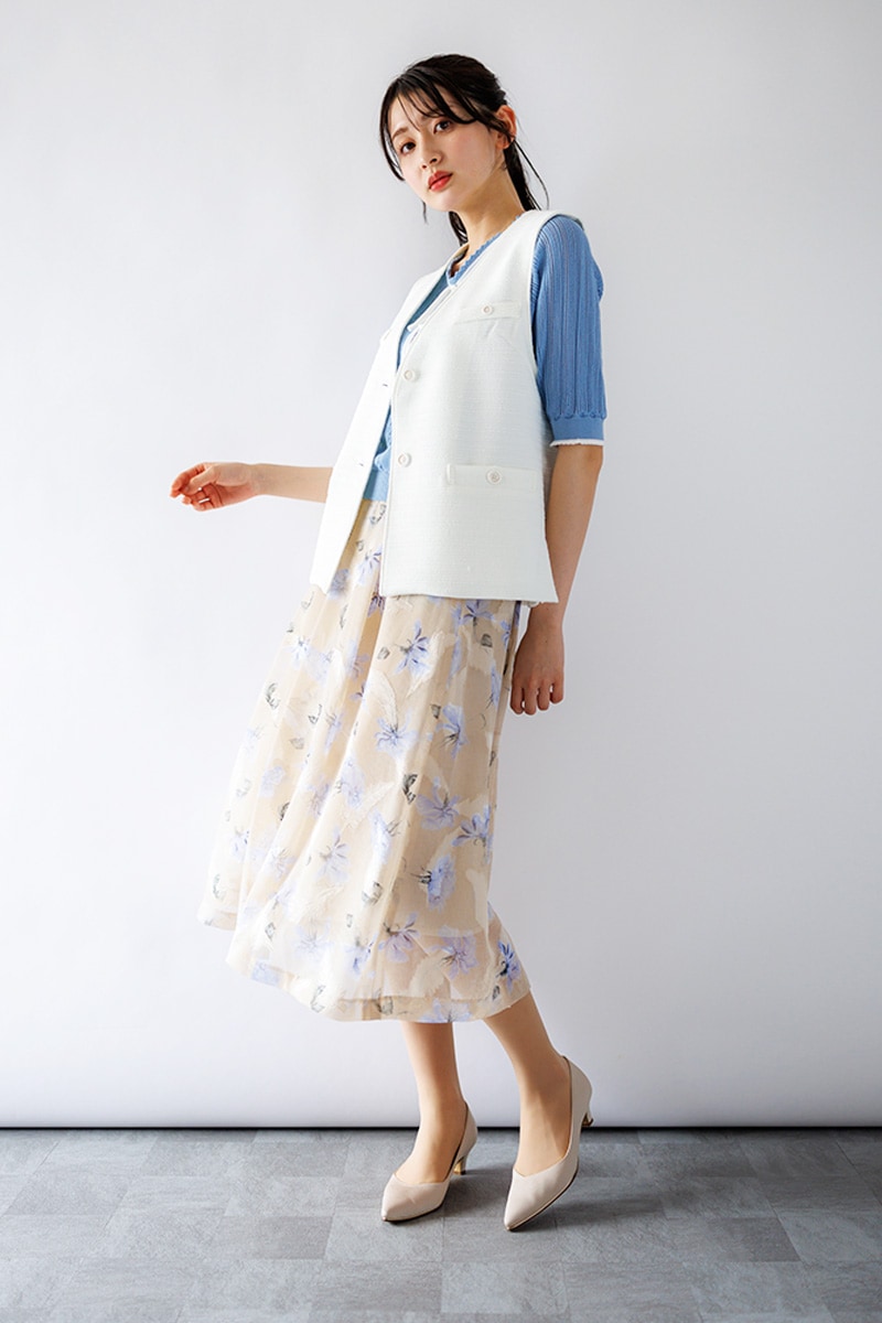 花柄タックフレアースカート