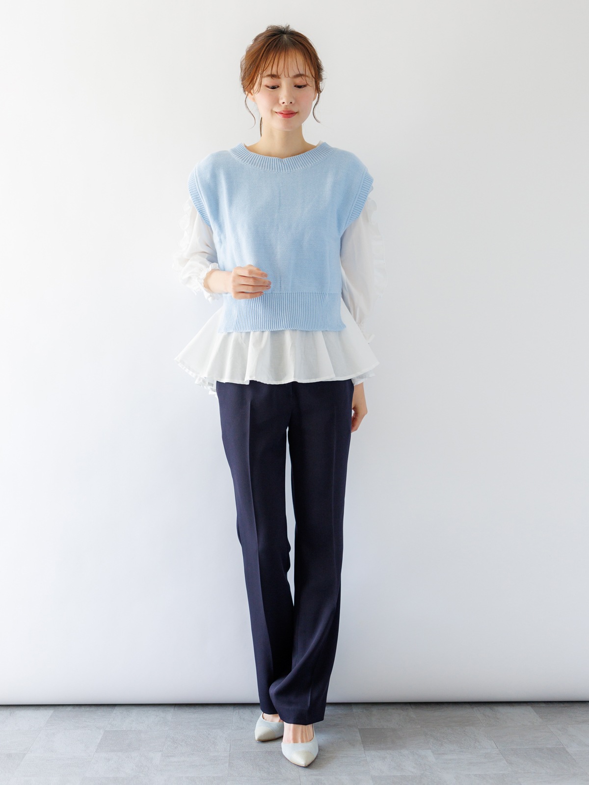 【60％OFF】袖たてフリルブラウス