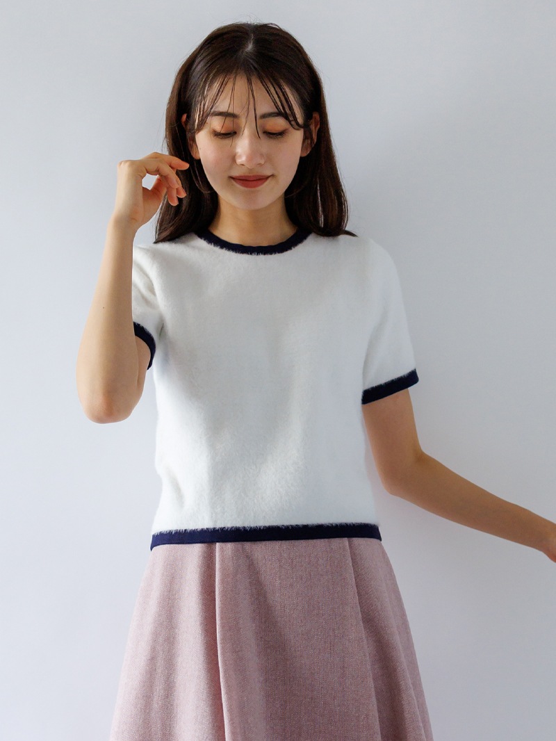 【70％OFF】ミンクライクファー丸首ニット