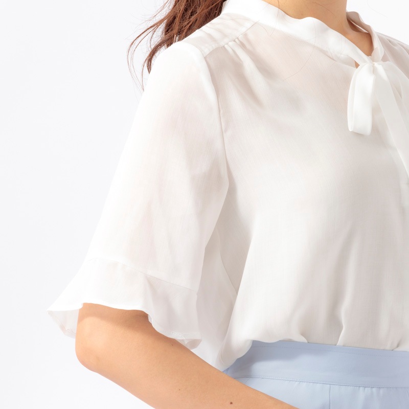 【60％OFF】デシンボウタイ半袖ブラウス