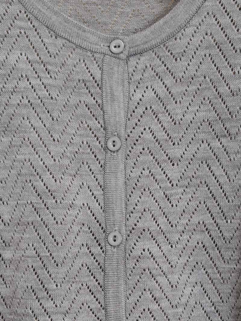 【70%OFF】12G波柄透かし丸首カーディガン