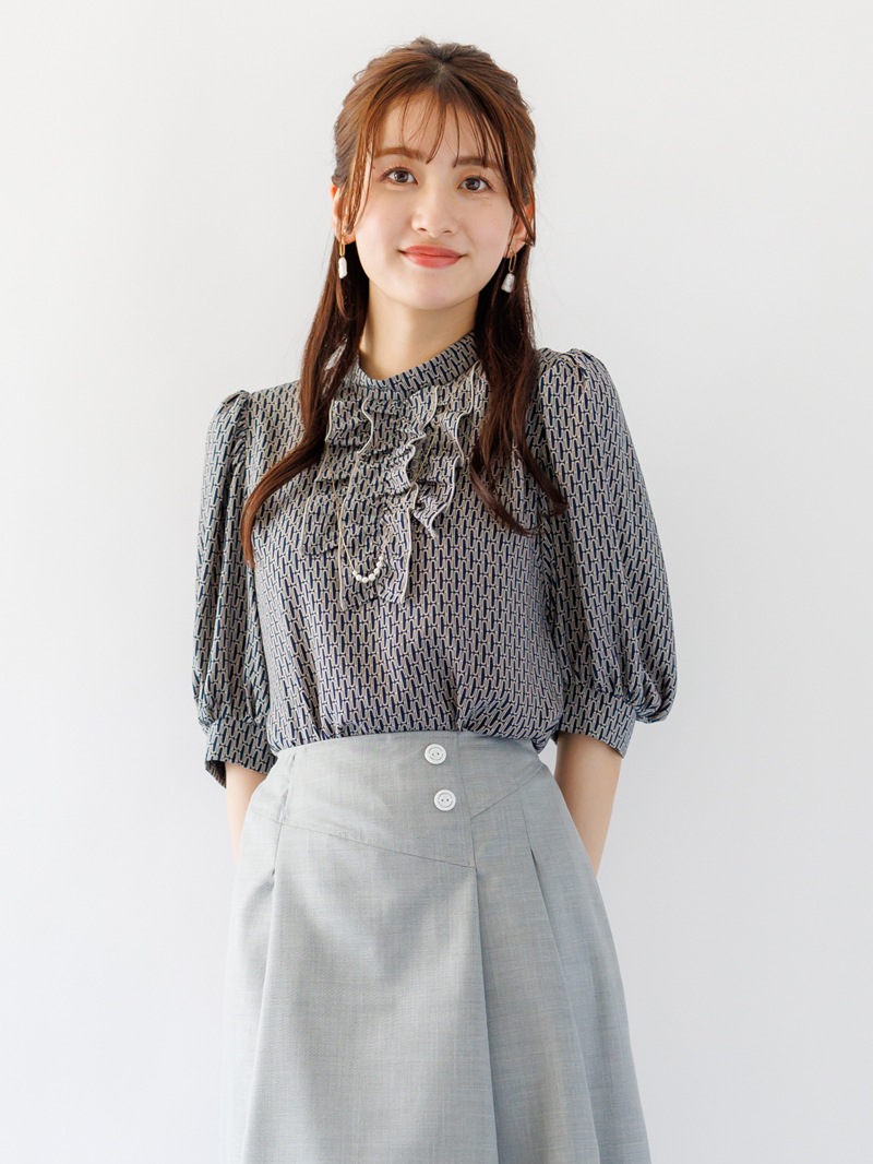 在庫8本以下】プリント前フリルブラウス｜KarLParkLane Style ONLINE SHOP