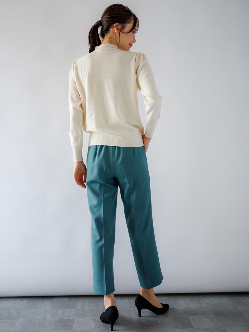 【50％OFF】パール付アーガイル柄ハイネックニット