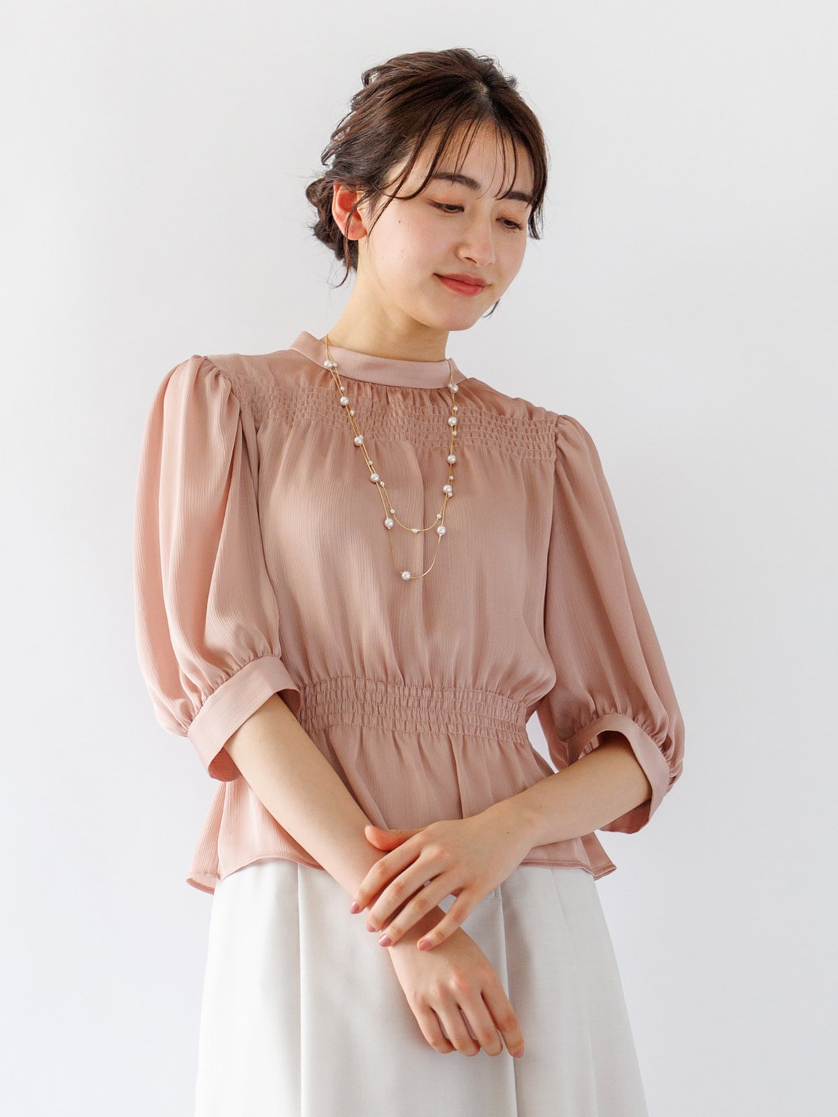 春SALE】楊柳七分袖シャーリングブラウス｜KarLParkLane Style ONLINE SHOP