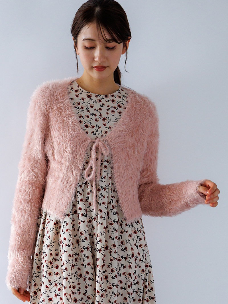 フェザーヤーンリボン付ボレロ＜アウトレット均一価格＞