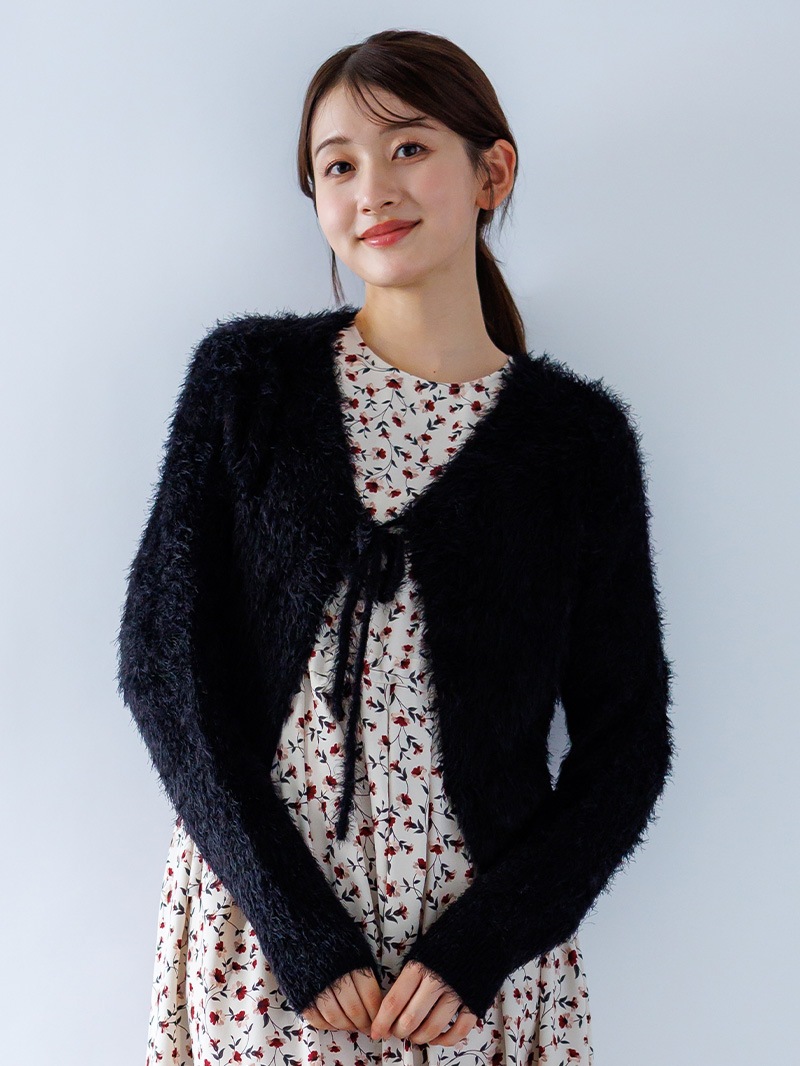 フェザーヤーンリボン付ボレロ＜アウトレット均一価格＞