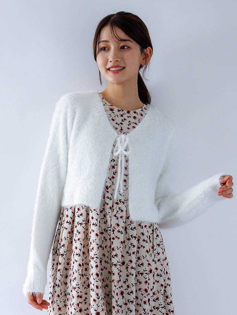 フェザーヤーンリボン付ボレロ＜アウトレット均一価格＞