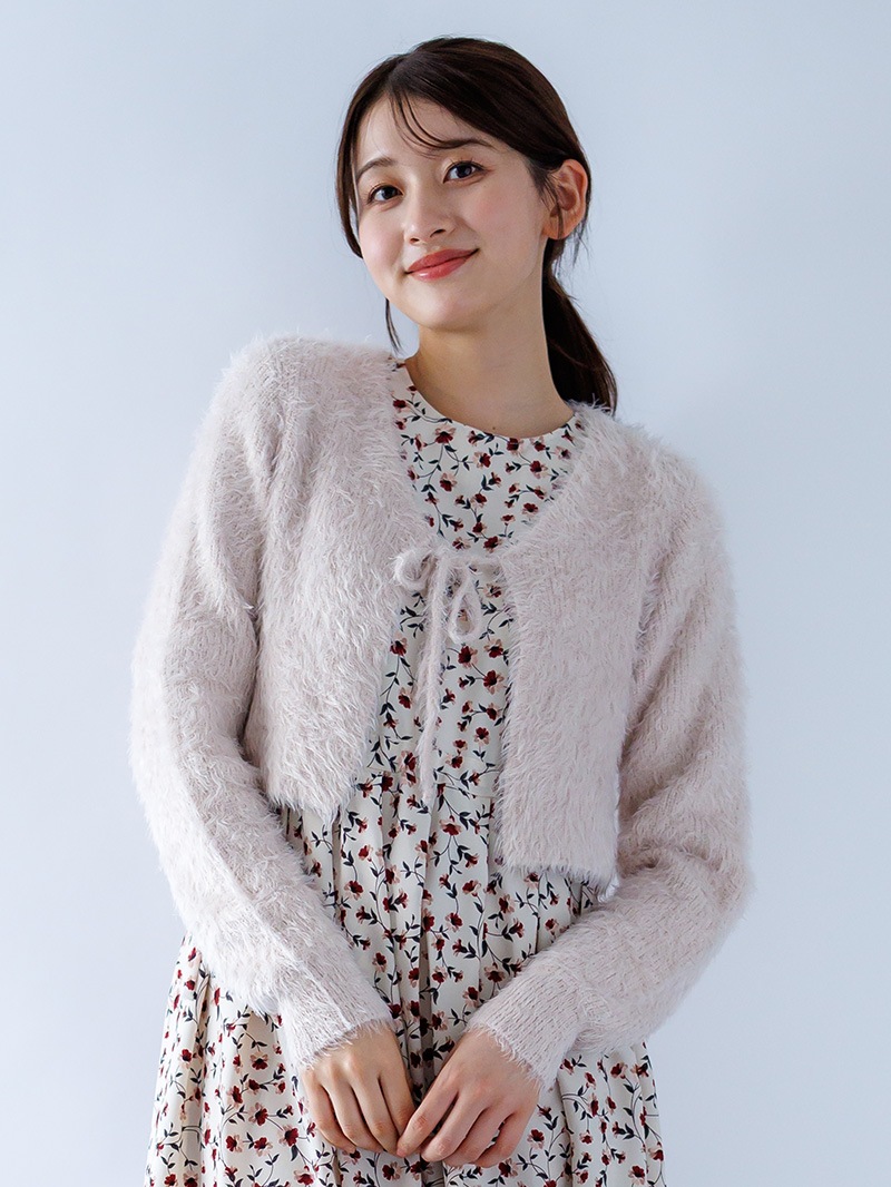 フェザーヤーンリボン付ボレロ＜アウトレット均一価格＞