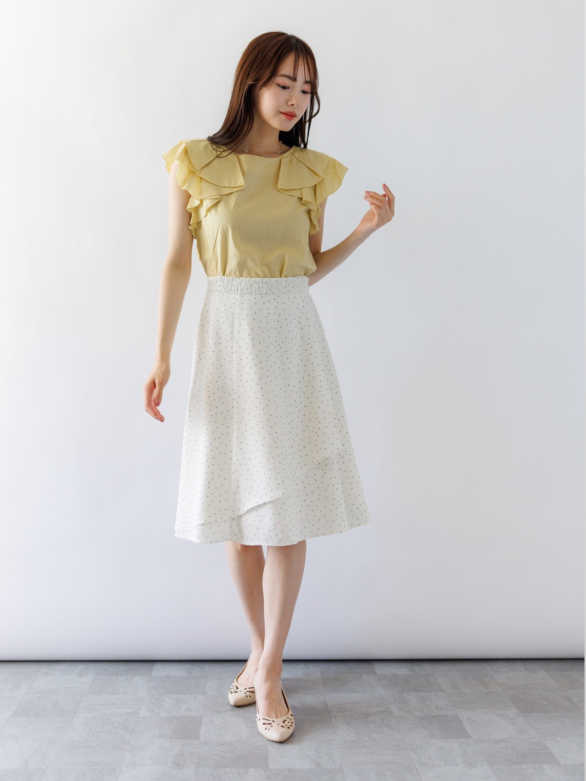 幾何学プリント巻風フレアースカート｜KarLParkLane Style ONLINE SHOP