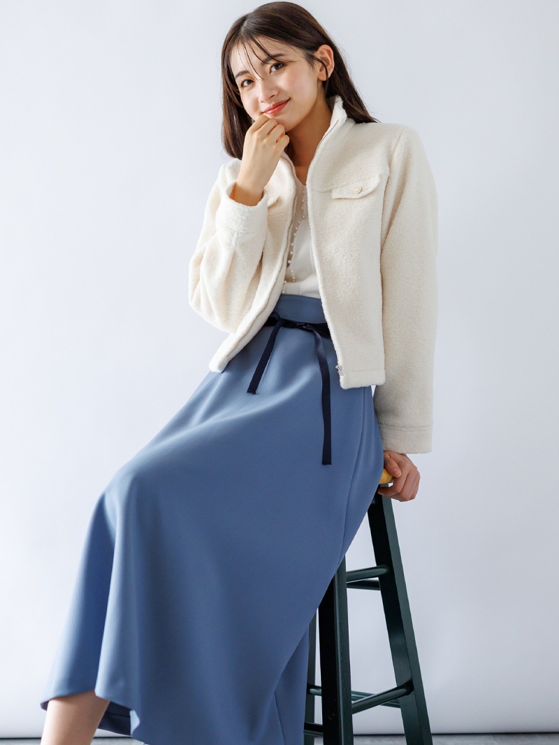 【50%OFF】ウールレットブークレージップアップブルゾン