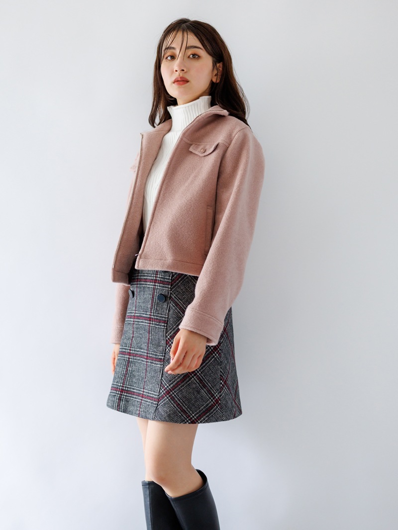 【50%OFF】ウールレットブークレージップアップブルゾン