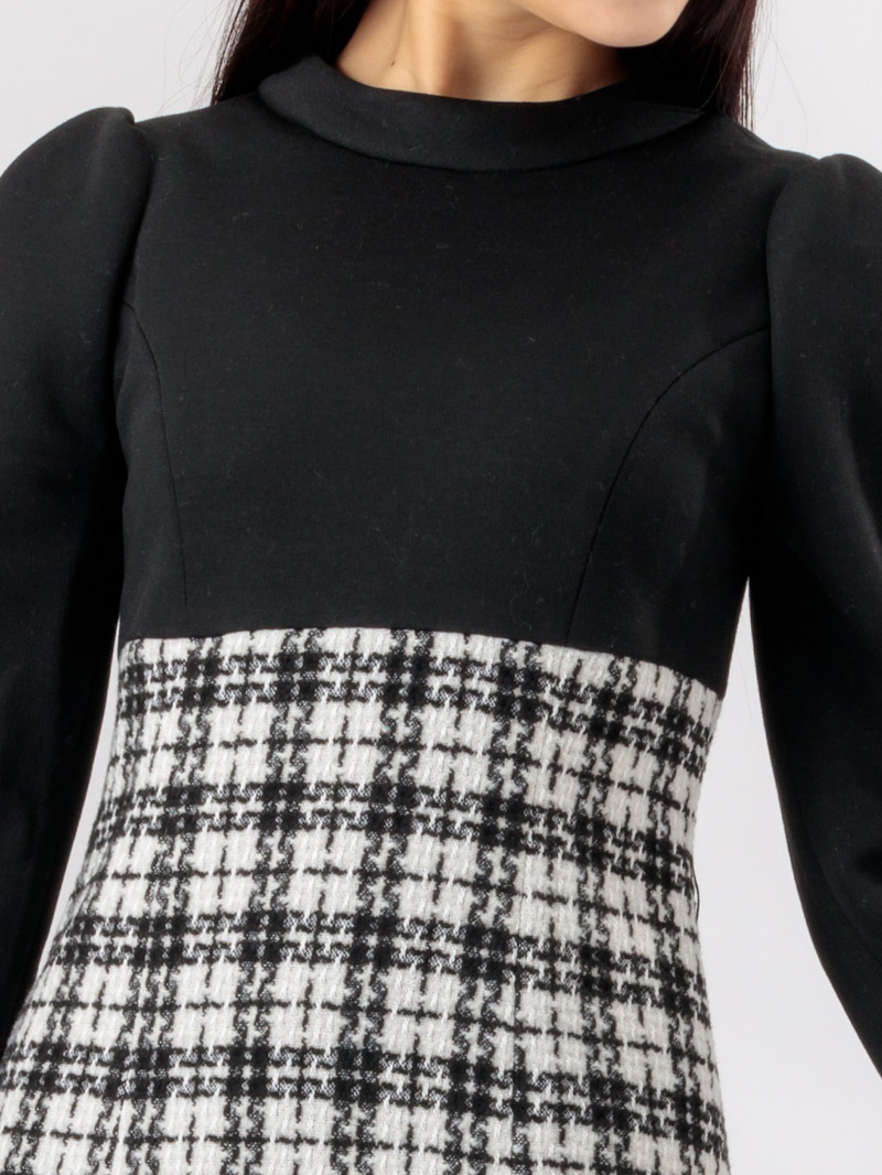 プン　【美品】 ドッキングワンピース ツイード シルク カシミア M 格子ツイードドッキングワンピース｜KarLParkLane Style ONLINE SHOP