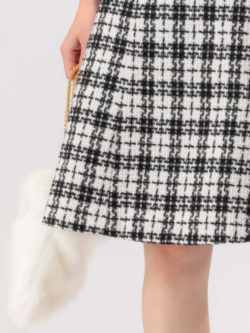 自由区/ツイードスカート切り替えドッキングワンピース 大きいサイズ46/入園 入学式  ITEMS URBANRESEARCH ワンピース ツイードニットドッキングワンピース