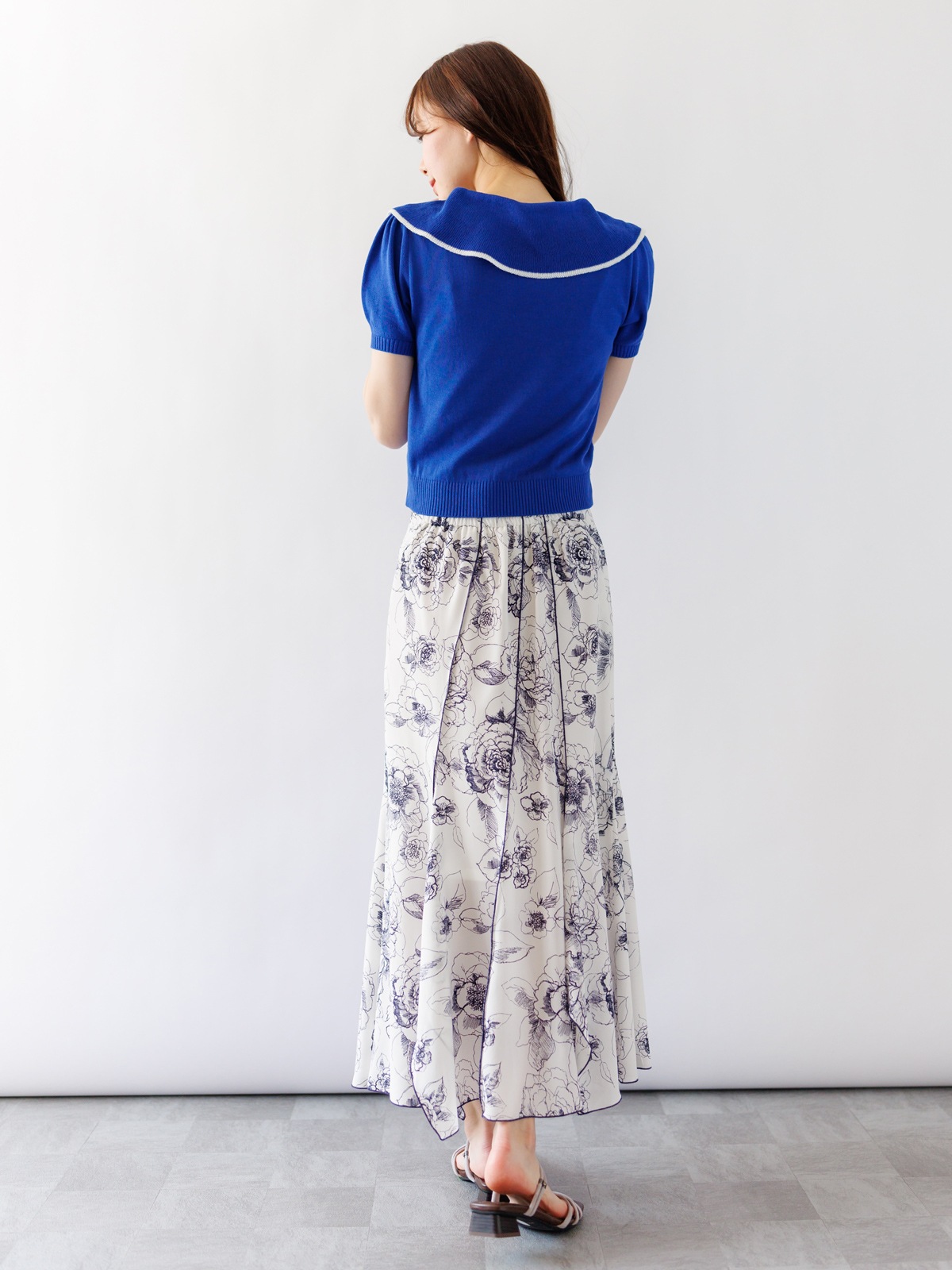 【4,500円均一】衿先配色ビッグカラーニット