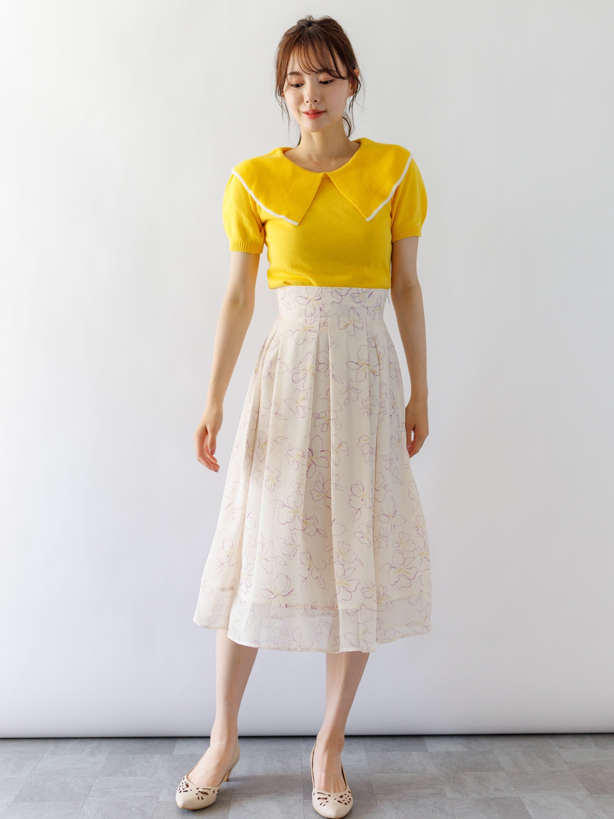 【4,500円均一】衿先配色ビッグカラーニット