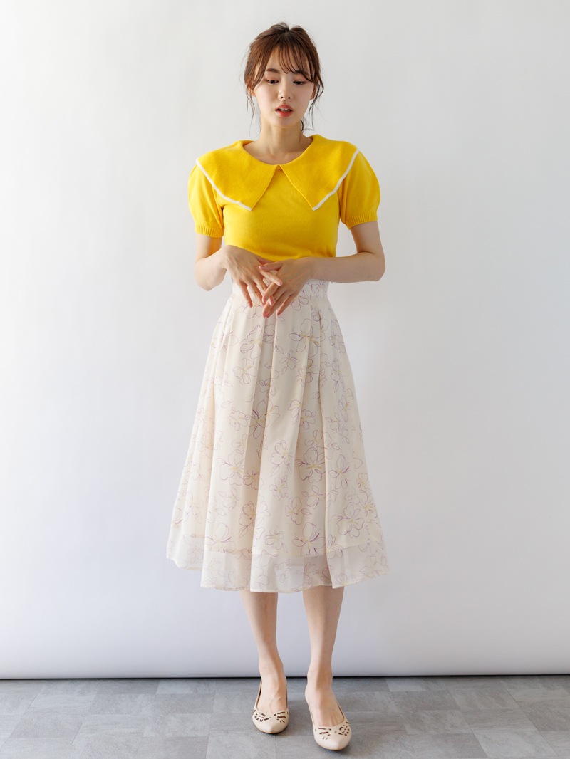 【4,500円均一】衿先配色ビッグカラーニット