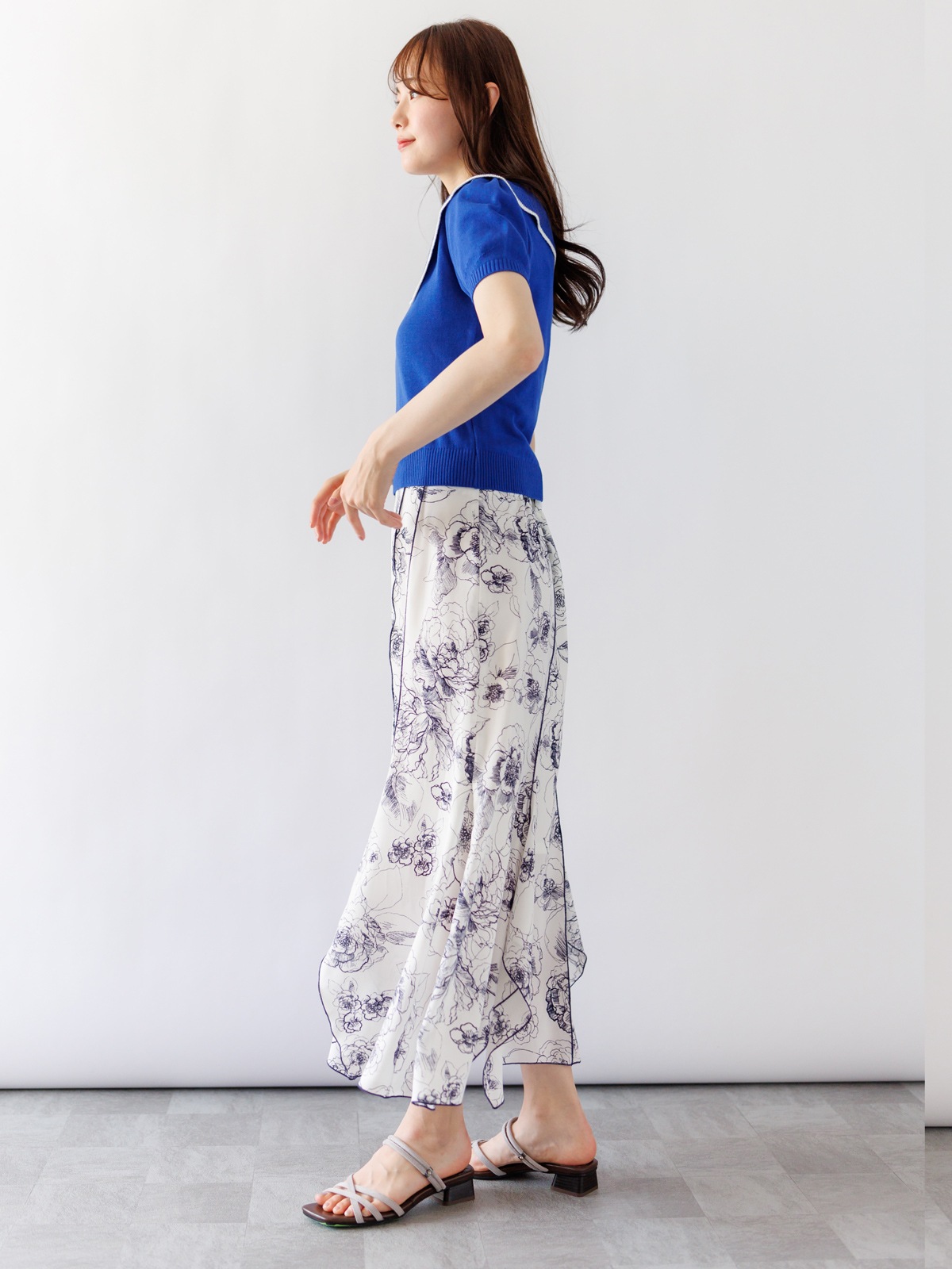 【4,500円均一】衿先配色ビッグカラーニット