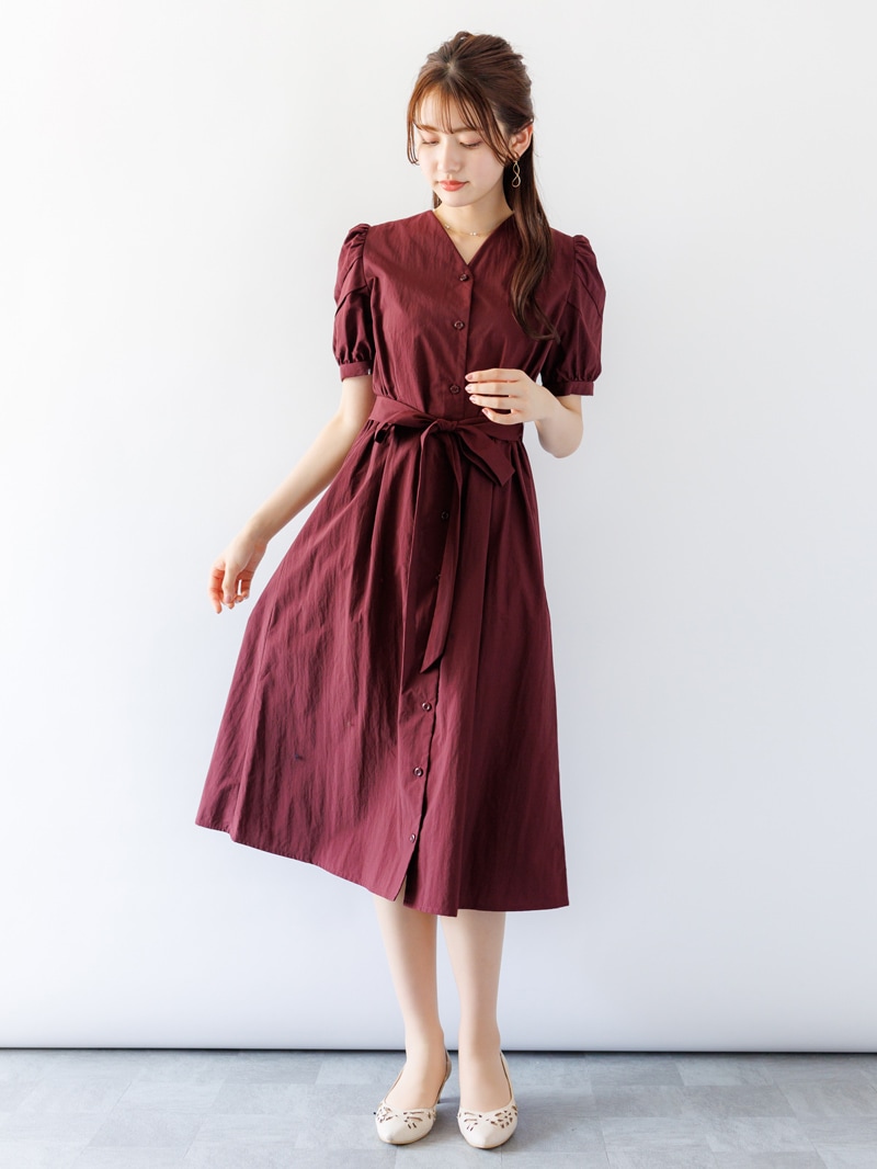 RED VALENTINO バーガンディ シャツワンピース RED VALENTINO バーガンディ シャツワンピース