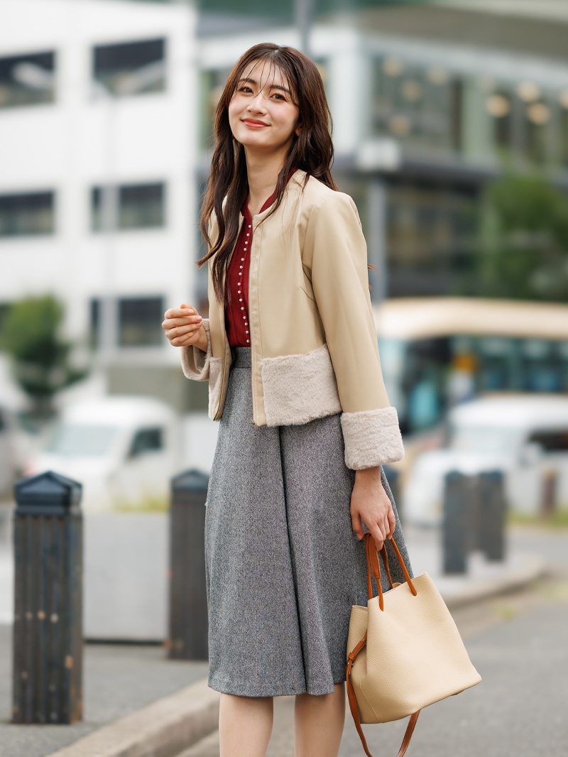 合皮×エコファーノーカラーブルゾン｜KarLParkLane Style ONLINE