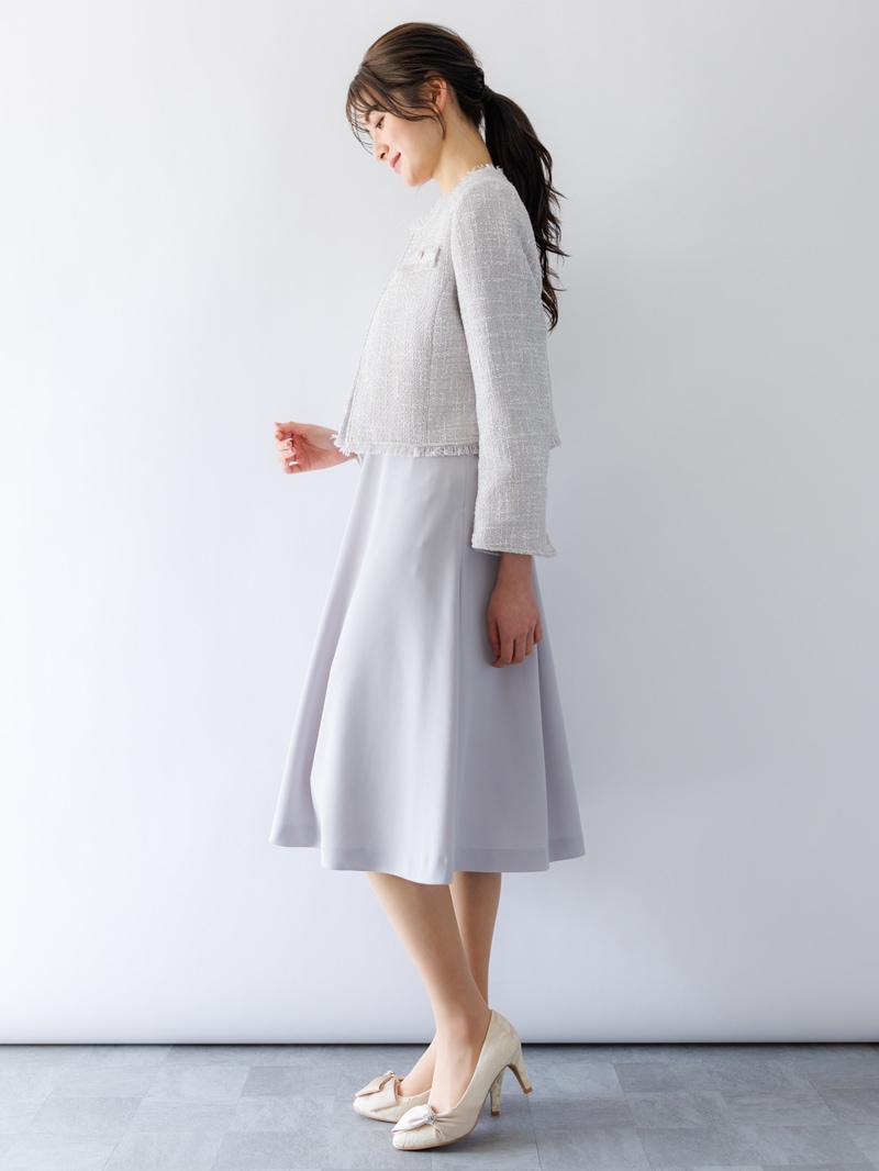 【SUMMER SALE】ファニーツイードフリンジノーカラージャケット<女子アナアウター>