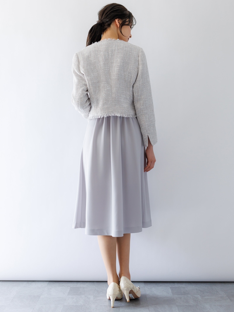 【SUMMER SALE】ファニーツイードフリンジノーカラージャケット<女子アナアウター>