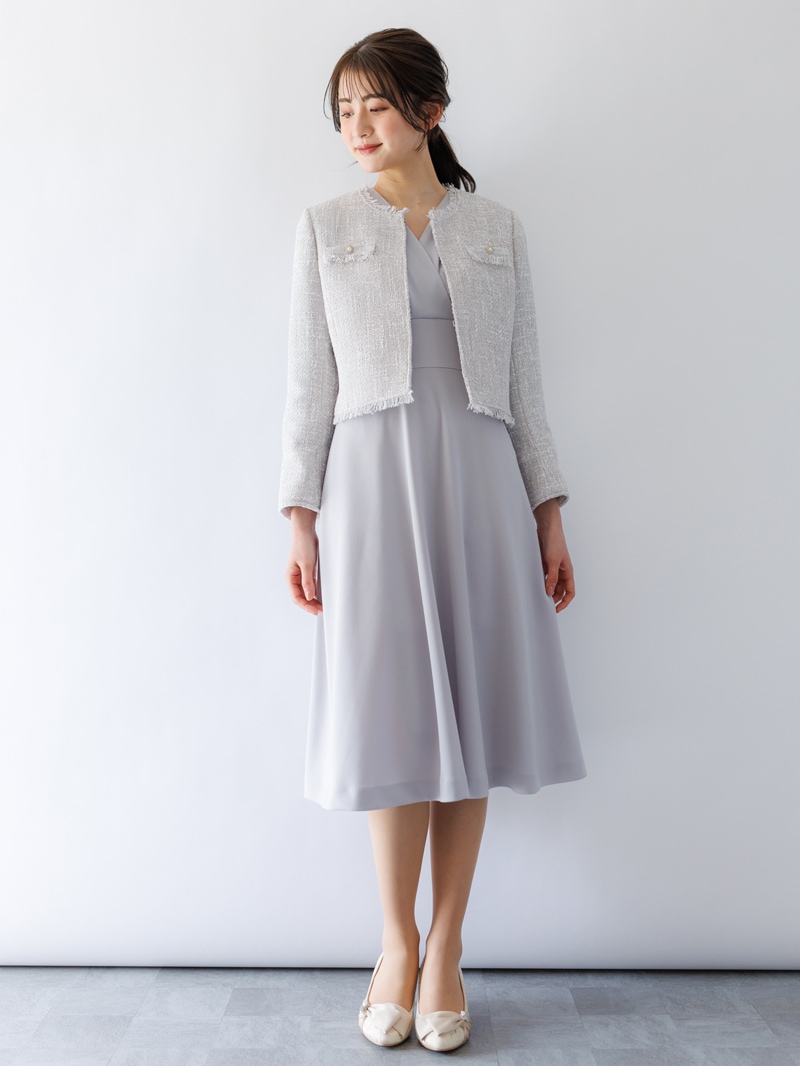 【SUMMER SALE】ファニーツイードフリンジノーカラージャケット<女子アナアウター>