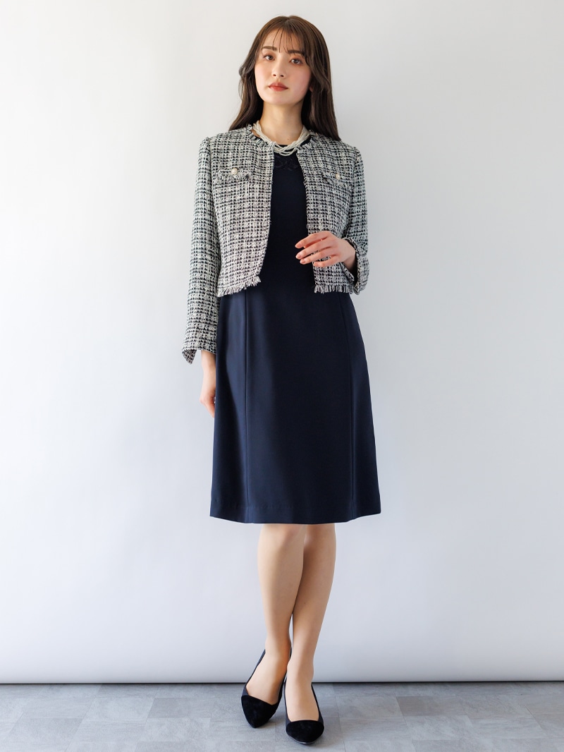 ファニーツイードフリンジノーカラージャケット＜女子アナ