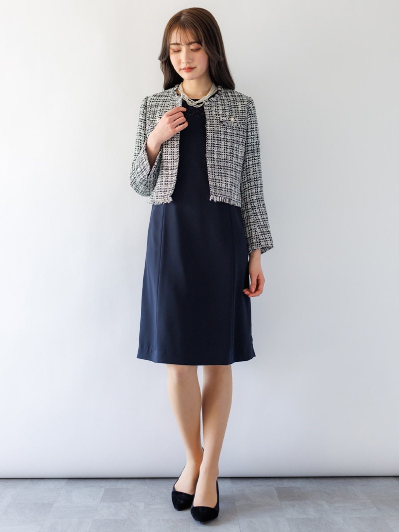 【SUMMER SALE】ファニーツイードフリンジノーカラージャケット<女子アナアウター>
