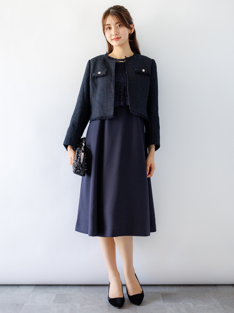 ファニーツイードフリンジノーカラージャケット＜女子アナ