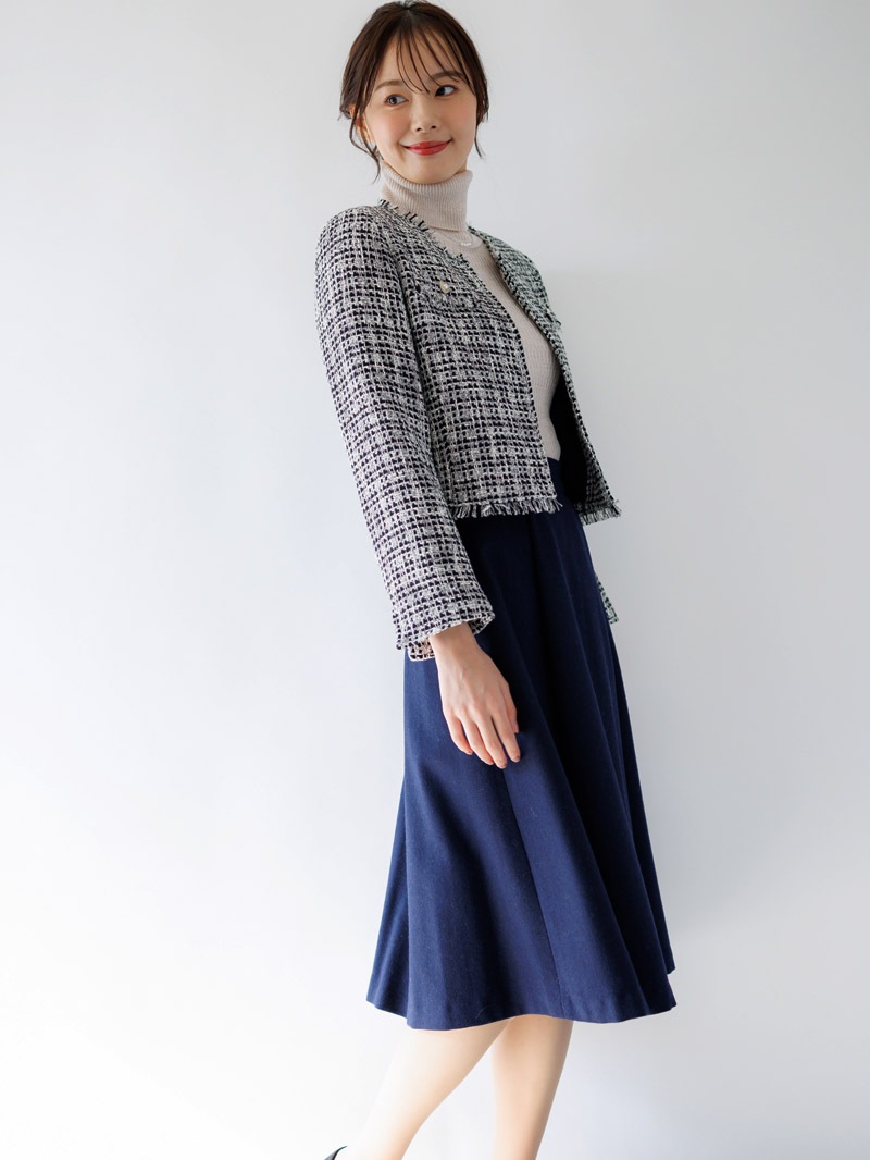 【SUMMER SALE】ファニーツイードフリンジノーカラージャケット<女子アナアウター>