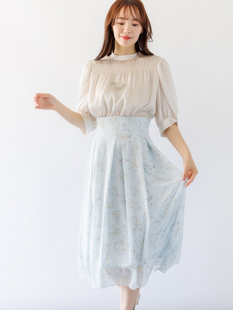 【2000円】花柄プリントタックスカート