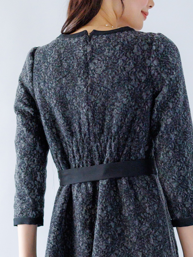 ニット×レース タックワンピース