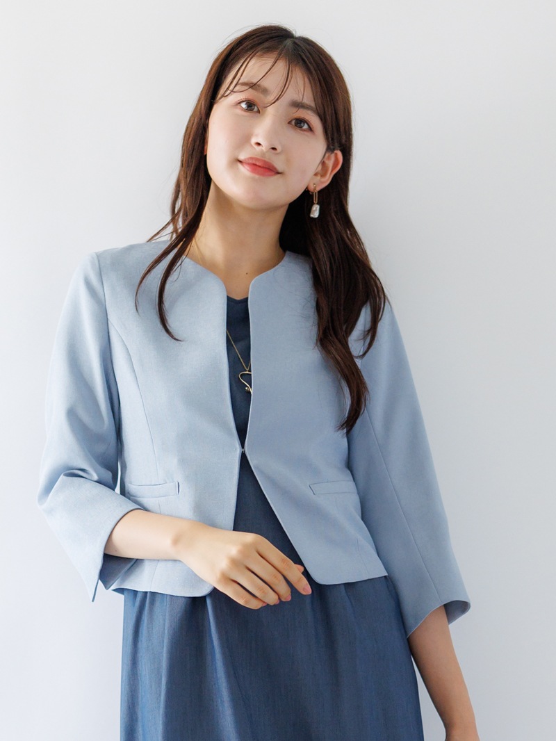 【限定70％OFF】麻調合繊キーネックジャケット