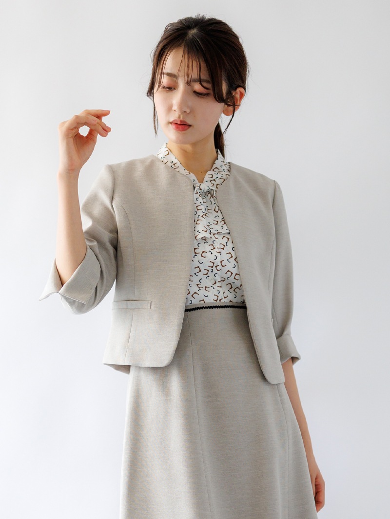 【限定70％OFF】麻調合繊キーネックジャケット