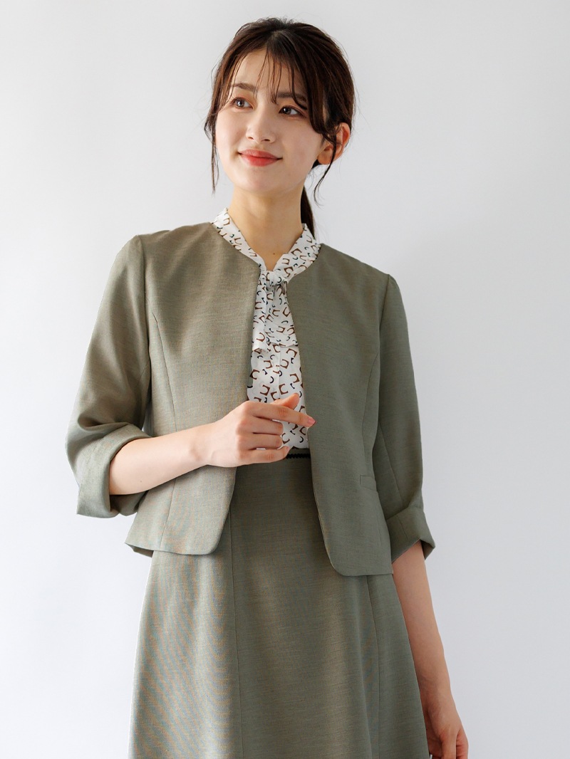 【限定70％OFF】麻調合繊キーネックジャケット