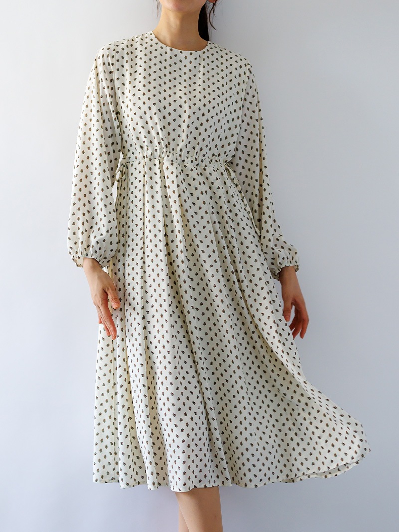 小花プリント ドローストリングワンピ