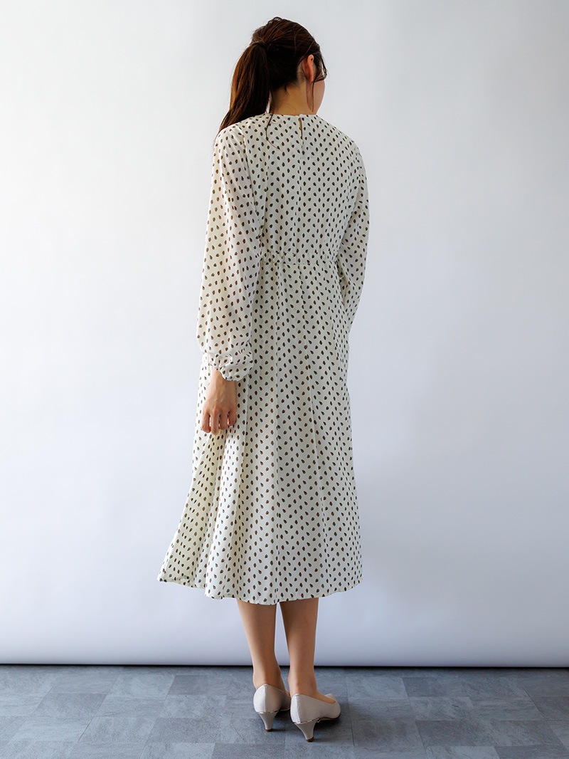 小花プリント ドローストリングワンピ