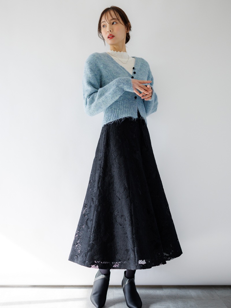 【30%OFF】シャーリング×リブハイネックニット