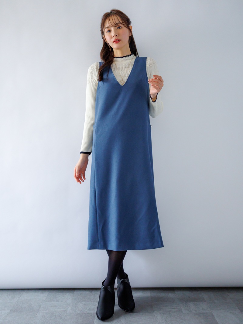 【30%OFF】シャーリング×リブハイネックニット