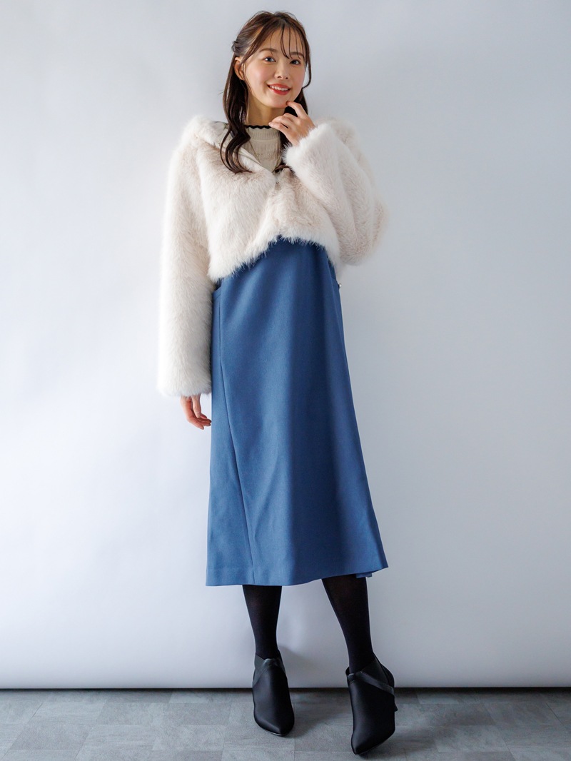 【30%OFF】シャーリング×リブハイネックニット