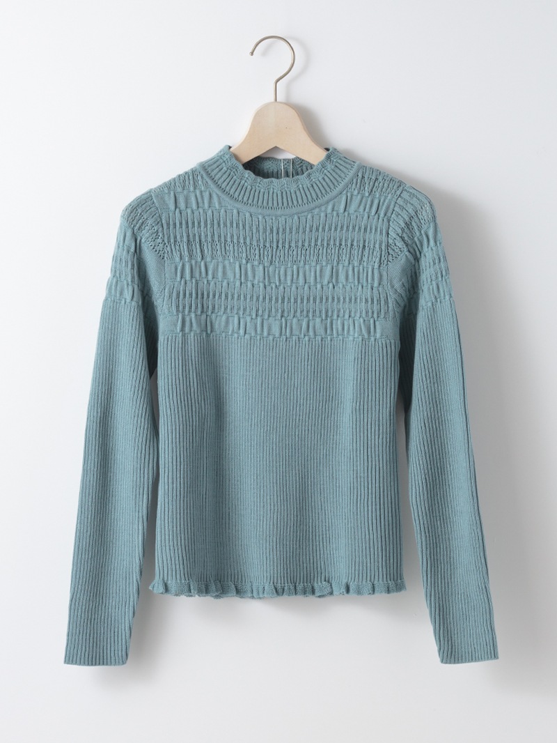 【30%OFF】シャーリング×リブハイネックニット